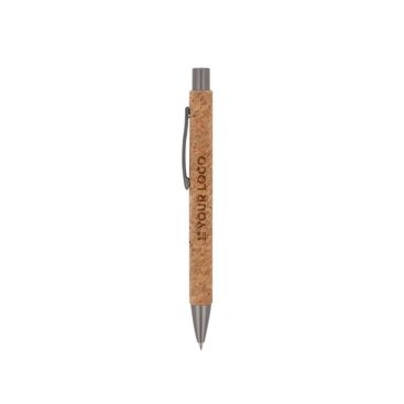 Stylo à bouton-poussoir écologique avec corps en liège durable avec zone d'impression