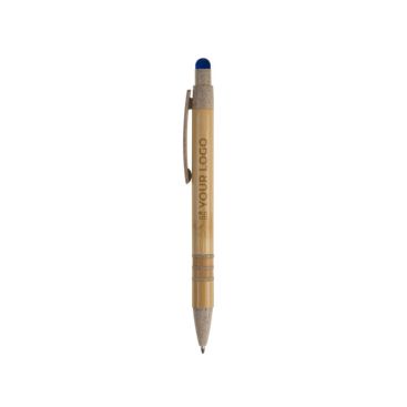 Stylo en bambou et paille de blé avec pointeur coloré avec zone d'impression