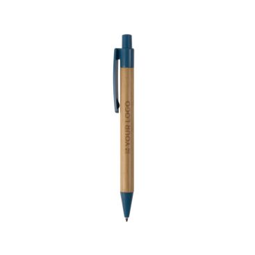 Stylo en bambou et paille de blé avec détails colorés avec zone d'impression