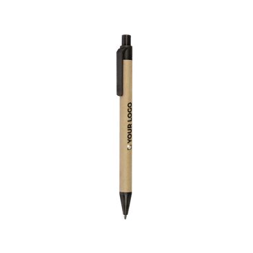 Stylo en papier recyclé avec bouton-poussoir et pointe colorés avec zone d'impression