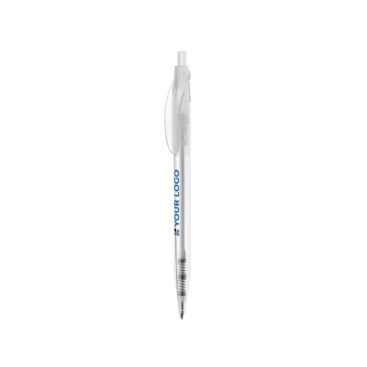 Stylo transparent de couleurs avec clip incurvé fabriqué en UE avec zone d'impression