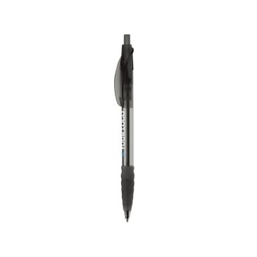Stylo transparent en plastique avec prise en caoutchouc fabriqué en UE avec zone d'impression