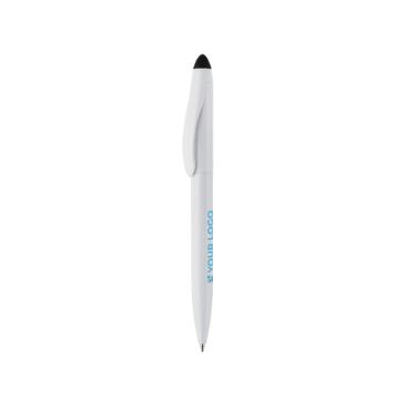 Stylo en plastique avec mécanisme rotatif et pointeur noir avec zone d'impression