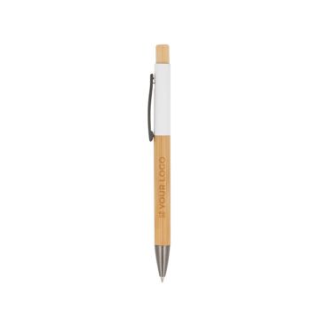 Stylo en bois avec détail coloré en haut avec zone d'impression