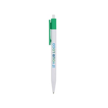 Stylo en plastique avec détails colorés en haut avec zone d'impression