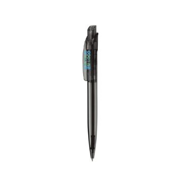 Stylo en plastique transparent avec clip carré fabriqué dans l'UE avec zone d'impression