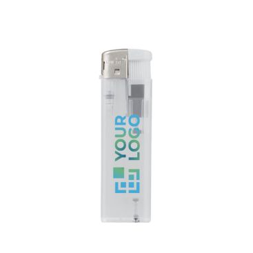 Briquet électronique rechargeable en couleurs transparentes avec zone d'impression
