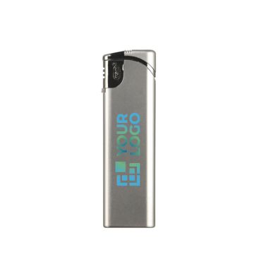 Briquet électronique argenté pour personnalisation avec zone d'impression
