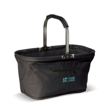 Panier de pique-nique en nylon pliable en plusieurs couleurs avec zone d'impression