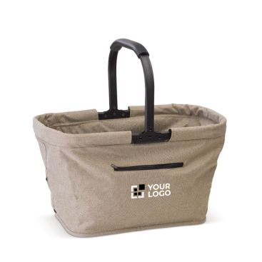 Panier pique-nique en polyester pliable avec poche frontale avec zone d'impression