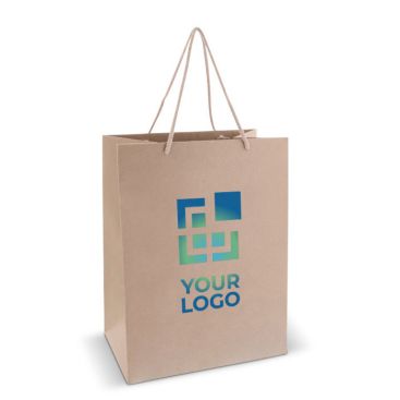 Sac-cadeau moyen en papier avec anses en coton 120 g/m² fabrication UE avec zone d'impression
