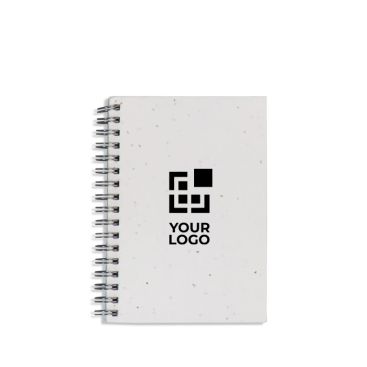 Cahier papier recyclé avec couverture à graines et pages quadrillées avec zone d'impression