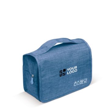 Trousse de toilette pliable avec compartiments et crochet avec zone d'impression