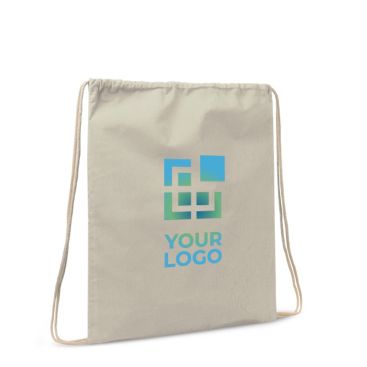 Sac à dos en coton avec cordons et certification OEKO-TEX 140 g/m2 avec zone d'impression