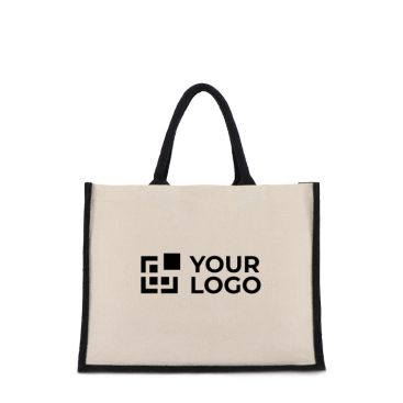 Sac en coton avec côtés et fond en jute coloré 320 g/m²
