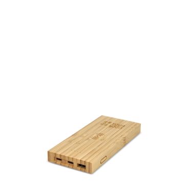 Powerbank en bambou avec trois ports différents 8.000 mAh