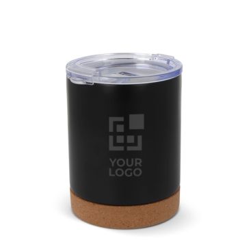 Gobelet en acier inoxydable à double paroi avec base en liège 350ml avec zone d'impression