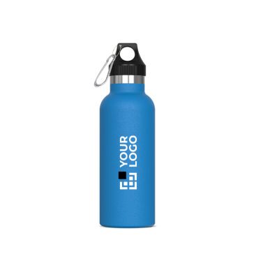 Gourde en acier inoxydable 100% anti-fuite avec mousqueton 500ml avec zone d'impression