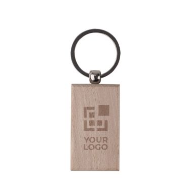 Porte-clés rectangulaire en bois à personnaliser 9x3cm avec zone d'impression