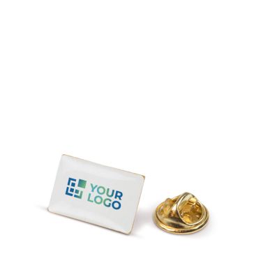Pin rectangulaire en métal doré à personnaliser 19x13mm avec zone d'impression