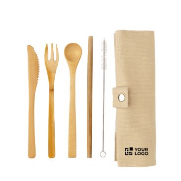 Set de couverts compostables avec étui avec zone d'impression
