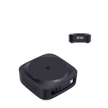 Chargeur sans fil magnétique 2‑en‑1 avec câble rétractable USB‑C 15W