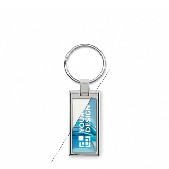 Porte-clés impression intégrale en alliage de zinc rectangulaire