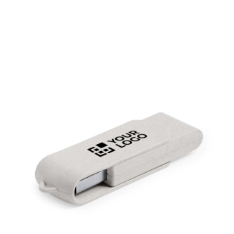 Clé USB écologique pivotante impression intégrale en fibre de blé