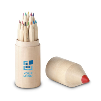 Ensemble de 12 crayons de couleur pour publicité couleur bois