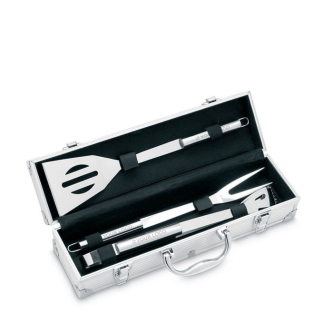 Mallette en aluminium avec accessoires pour barbecue vue avec zone d'impression
