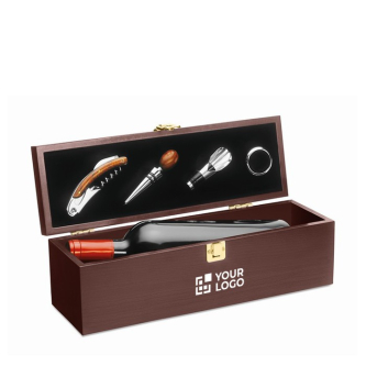 Set à vin personnalisé dans une boîte en bois couleur bois