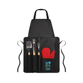 Tablier de barbecue avec outils vue avec zone d'impression
