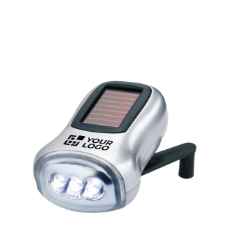 Lampe de poche solaire et dynamo couleur argenté mat