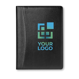 Portfolio publicitaire avec calculatrice couleur noir
