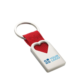 Porte-clés publicitaire avec cœur couleur rouge