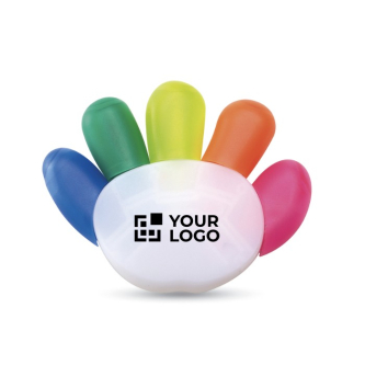 5 couleurs phosphorescentes dans une main couleur multicolore