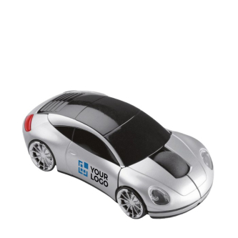 Souris publicitaire sans fil en forme de voiture couleur argenté mat