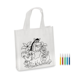Sac à colorier avec feutres couleur blanc
