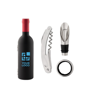 Set de vin promotionnel en forme de bouteille couleur noir