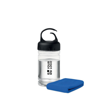 Bouteille publicitaire de Tritan avec serviette couleur bleu roi