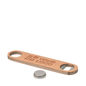 Décapsuleur en bois sérigraphié avec logo avec zone d'impression