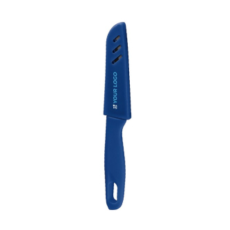 Couteau en acier dans un étui couleur bleu roi