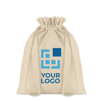Sac coton publicitaire pour emballage cadeau vue avec zone d'impression
