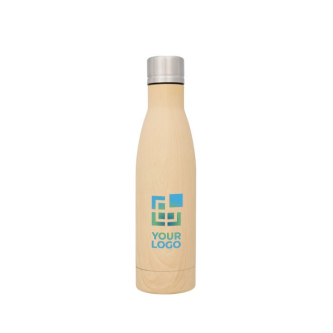 Bouteille isotherme pas cher imitation bois avec zone d'impression