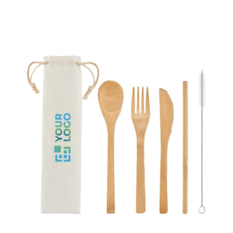 Couverts personnalisés en bambou couleur beige