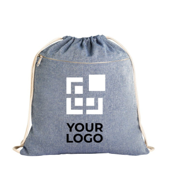 Sac cordon publicitaire en coton recyclé couleur noir