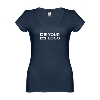 T-shirt floqué avec col V pour femme 150 g/m2 avec zone d'impression