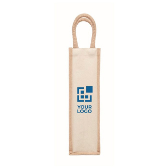Sac cadeau pour bouteille de vin vue avec zone d'impression