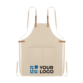 Tablier personnalisé en coton organique couleur beige première vue