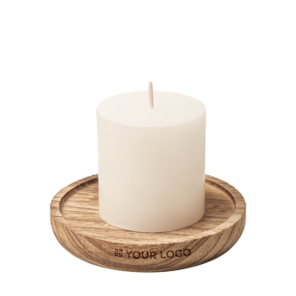Porte-bougies en bois avec bougie incluse avec zone d'impression